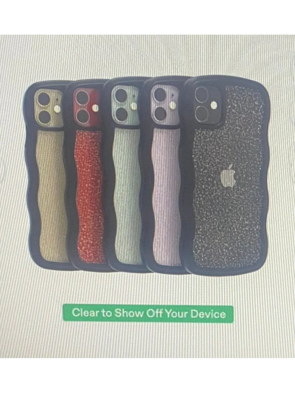 Onn Wavy Grip Case for iPhone 11/ iPhone 11 XR Black/ Gold Glitter